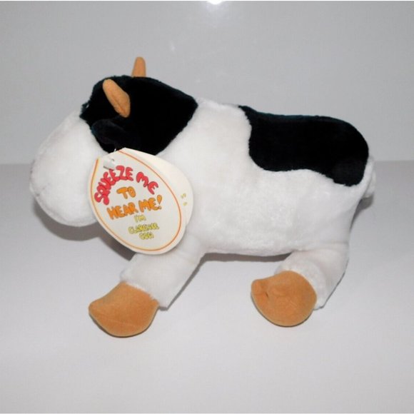 VTG 1987 Squeez-Ems Clarence The Cow 12" Plush With Sound Squeeze Me To Hear Me - Picture 6 of 8